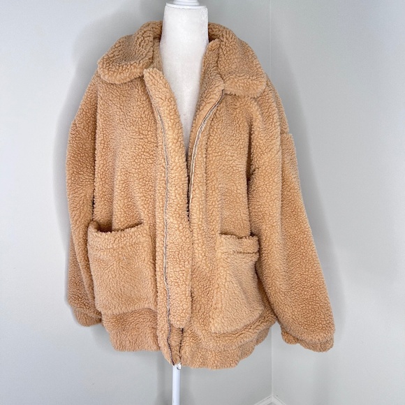 I. AM. GIA. Pixie Teddy Bear Sherpa Tan Jacket Coat L - Picture 2 of 6
